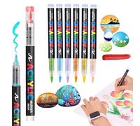 Yolkify Acrylic Paint Pens, 12 Colours Water-Based Paint Pens with Flexible 1-6mm Brush Tip, Acrylic Brush Markers for Art, Wood, Rock Painting, Plastic, Ceramic, Glass and Fabric DIY Drawing