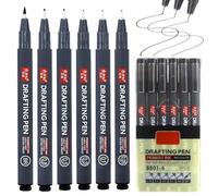 Yolkify Black Fineliner Pens, Drawing Pens, 6Pcs Micron Pens Waterproof Ink Set, Black Fine Liner Pen for Artists Professional Technical Watercolour Sketching Manga Anime Gifts Art Supplies