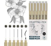 Yolkify Black Fineliner Pens, Micro Fineliner Art Drawing Pens, 6Pcs Waterproof Ink Set, Black Fine Liner Pen for Artists Watercolour Sketching Manga Anime Gifts Sketch Calligraphy Pen