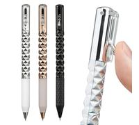 Yolkify Black Gel Pens, Fidget Pen, 3Pcs 0.5mm Pens Black Ink, Retractable Geometric Metal Crinkle Pen, Fine Ballpoint Tip Smooth Writing, Quick Drying for School Home Office Supplies
