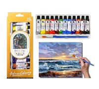 Yolkify Fabric Paint Set - 12 Colours Acrylic Paint for Adults & Kids DIY Projects, Ideal as Clothes Dye & Fabric Spray Paint Alternative, for T-Shirts, Bags, Jeans, Canvas Shoes, with 1 Brushes