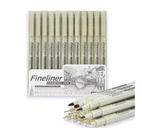 Yolkify Fineliner Pens, 12 Fine Liner Pens Black, Micron Pen with Waterproof & Quick-Drying Ink, Art Supplies for Art, Sketching, Drawing