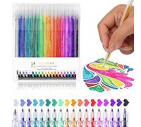 Yolkify Glitter Gel Pens, Glitter Pens Set 18 Colors, Metallic Vibrant Sparkle Gel Pens for Colouring, for Drawing Journaling Crafting Party Invitations Greeting Cards Highlighting Notes