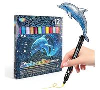 Yolkify Glitter Pens, 12 Colours Outline Markers, 1-3mm Smooth Writing Double Line Pens, Scrapbook Supplies for DIY Art Crafts, Card Making, Gift Greeting, Party Drawing, Handmade Creation