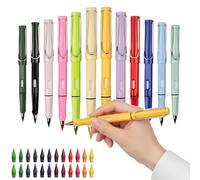 Yolkify Infinity Pencil, 12 Pcs Infinity Pencils Set, Reusable Inkless Pencils with 24 Replacement Nibs, Eternal Pencils, Everlasting Pencil for Student Adult Artist Erasable Unlimited Writing Drawing