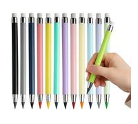 Yolkify Pencils with Rubbers on the End, Infinity Pencil with Eraser, 12 PCS Colored Everlasting Pencils, Reusable Inkless Pencil for Writing, Drawing, Students Home Office School Supplies