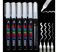 Yolkify White Gel Pens, 6Pcs White Ink Pens, 1-6mm Line Drawing Pen, Quick-drying Waterproof Colourfast for Artists Highlight Rollerball Pen for Black Paper Journaling Sketching Drawing Illustration