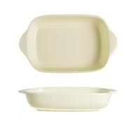 Yoller Ceramic Casserole Dish, Pack of 2 Small Casserole Dish, Lasagna Casserole Dishes with Handles, Plain Casserole Dishes, Lasagna Pan for Lasagne, Roasting and Baking (Beige)