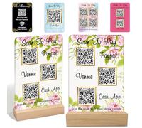 YoLLiEE Custom Business QR Code Sign Personalised Acrylic QR Plaque with Stand Scan to Pay Venmo Paypal CashApp Zelle Instagram Tiktok Beauty Pet Store Salon Hairdressers