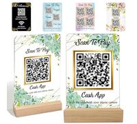 YoLLiEE Custom Business QR Code Sign Personalised Acrylic QR Plaque with Stand Scan to Pay Venmo Paypal CashApp Zelle Instagram Tiktok Beauty Pet Store Salon Hairdressers