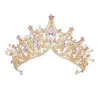 Yolmina Baroque Queen Crown, Wedding Tiaras and Crown for Bride Handmade Crystal Headband Tiara for Women, 5in diam, metal, Pearl