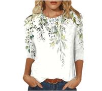 Yoloke Women's Regular Fit 75% Cotton 25% Spandex Tunic T-Shirt with Batwing Sleeve, Floral Print, White, L