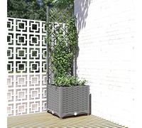 Yolola Garden Planter with Trellis, Raised Bed PP Raised Garden Bed Planter Box for Vine Climbing Plants, Weather-Resistant Trough Grow Box Flower Pot, Grey 40x40x136 cm
