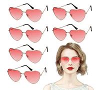 YOLOUP 6 Pack Hippie Specs Glasses Heart Shaped Sunglasses 60s 70s Glasses Festival Accessories for Women Hippy Fancy Dress Accessory