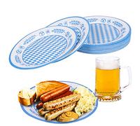 YOLOUP Pack of 40 Oktoberfest Plates Bavaria Party Blue & White Diamond Paper Plates Party Tableware for Oktoberfest Decoration Beer Tents Table Decoration (Round: 7 Inches)