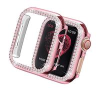 Yolovie Compatible for Apple Watch Case 40mm Series 6 SE Series 5 Series 4 iWatch Face Cover with Bling Crystal Diamonds Shiny Rhinestone Bumper Protective for Women(Double Diamonds, 40mm Pink)