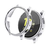 Yolovie Compatible with Samsung Galaxy Watch Active 2 Case 44mm, NOT for Active 1. PC Protective Cover Women Girl Bling Crystal Diamonds Shiny Rhinestone Bumper Watch Cases （44mm Silver）