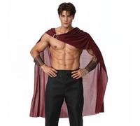 yolsun Men's Spartan Warrior Cape, Roman Gladiator Costume Cloak Greek Soldier Cape for Halloween Renaissance (Dark Red, 42.5")