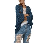 YOMACY Crochet Cocoon Shrug,Boho Cardigan For Women,Scarf Sweater Knitted Cable Wrap With Sleeves,Knitted Wrap,Cozy Crochet Cocoon Shrug(Dark Blue)