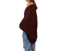 YOMACY Crochet Cocoon Shrug,Boho Cardigan For Women,Scarf Sweater Knitted Cable Wrap With Sleeves,Knitted Wrap,Cozy Crochet Cocoon Shrug(Dark Red)