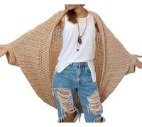 YOMACY Crochet Cocoon Shrug,Boho Cardigan For Women,Scarf Sweater Knitted Cable Wrap With Sleeves,Knitted Wrap,Cozy Crochet Cocoon Shrug(Camel)