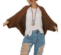 YOMACY Crochet Cocoon Shrug,Boho Cardigan For Women,Scarf Sweater Knitted Cable Wrap With Sleeves,Knitted Wrap,Cozy Crochet Cocoon Shrug(Coffee)