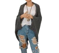 YOMACY Crochet Cocoon Shrug,Boho Cardigan For Women,Scarf Sweater Knitted Cable Wrap With Sleeves,Knitted Wrap,Cozy Crochet Cocoon Shrug(Dark Gray)