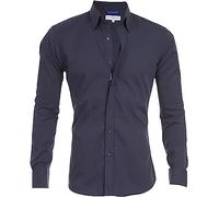 YOMACY Oxford Stretch Zip Shirt for Men, Men's Zip Dress Shirt Long Sleeve Formal Shirt Business Casual Button Down Shirt Slim Fit Work Shirt(Navy Blue,XL)