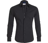 YOMACY Oxford Stretch Zip Shirt for Men, Men's Zip Dress Shirt Long Sleeve Formal Shirt Business Casual Button Down Shirt Slim Fit Work Shirt(Black,S)
