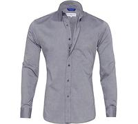 YOMACY Oxford Stretch Zip Shirt for Men, Men's Zip Dress Shirt Long Sleeve Formal Shirt Business Casual Button Down Shirt Slim Fit Work Shirt(Gray,M)