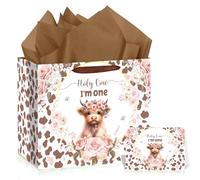 Yomaiha Highland Cow 1st Birthday Decorations Gift Bag Highland Cow Baby Shower Decorations for Girls Holy Cow Im One Favor Bags