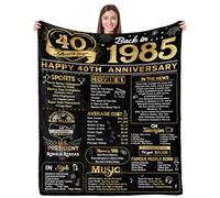 Yomaisky 40th Anniversary Blanket Gifts Gift for 40th Wedding Anniversary Ruby 40 Years of Marriage for Wife Mom Husband Dad Couple Parents Grandparents Throw Blankets 60Lx50W Inch Gold