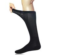 Yomandamor 3 Pairs Mens Cotton Diabetic Knee High Seamless Socks, 6-11