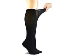 Yomandamor 4 Pack Women's Bamboo Diabetic Socks with Seamless Toe Non-binding Lace Knee High Circulatory Socks