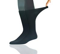 Yomandamor Men's 5 Pairs Bamboo Black Dress Crew Socks with Extra Wide Top, 5 Pairs Solid Black, 6-11 UK