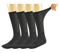 Yomandamor Men's Bamboo Diabetic Socks Over Calf, White Black, 4 Pairs