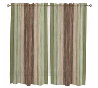 Yomandocix Sage Green Brown Sheer Curtains for Bedroom Living Room Window Curtains 63 Inch Length, Rod Pocket Voile Drapes Kitchen Curtains Small Half Window 2 Panels Retro Rustic Wooden Grain Art