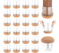 yomanta Chair Leg Floor Protectors 24PCS，Silicone Felt Furniture Leg Cover，Furniture Feet Protectors Pads，Protect Floors from Scratches，Reduce Noise -Round, Clear S(Fit 21-25mm)