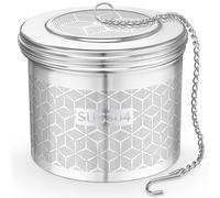 Yomanta Tea Strainer for Loose Tea Extra Large, Tea Infuser with Extended Chain & S-Hook, Tea Filter & Spice Strainer 304 Stainless Steel, Fine Mesh Spice Infuser for Cooking