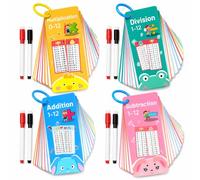 yomaxer Math Practice Cards, Addition Subtraction Multiplication Division Tables, Reusable Dry Erase Arithmetic Exercise Cards
