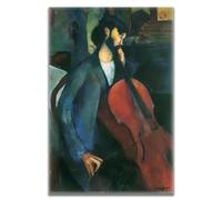 Yomcut Amedeo Modigliani Canvas Wall Art The Cellist Poster Vintage Poster Master Painting Print Room Aesthetic Decor Suitable for Classroom Living Room Office Wall Decor Unframed（12x18in/30x45cm）