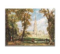 Yomcut John Constable Salisbury Cathedral Vom Bishop'S Grounds Poster Romantic Canvas Wall Art Retro Classical Nature Landscape Poster Bedroom Living Room Office Wall Decor Unframed（12x16in/30x40cm）