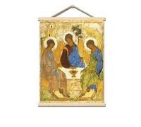Yomcut Trinity Printed Poster By Andrei Rublev Religious Culture Canvas Wall Art Vintage Wooden frame hanging Poster Classic Art Reproduction Room Aesthetic Wall Decor（12x16in30x40cm）