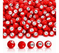 Yomdug Raffle Bingo Ball Set 200 Count, Plastic Bingo Balls with Number, 0.9" Red Balls with Easy Read Window for Raffles & Parties