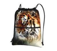 yomeeaaaa Drawstring Backpack Gym Bag Cinch Bag Draw String Back Bag Tiger Drawstring Bags for Travel