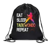 yomeeaaaa Eat Sleep Taekwondo Repeat Drawstring Backpack For Men Women, Waterproof Sport Sackpack For Taekwondo Lover Taekwondo Fan, Funny Birthday Christmas String Gym Bag Gifts For Her