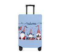 yomeeaaaa Patriotic Gnome Independence Day Travel Luggage Cover, Blue USA Flag Anti-Scratch Elastic Luggage Covers for Suitcase Protector, Washable Baggage Covers Fit 19-21 Inch Carry on Luggage