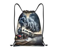 yomeeaaaa Steam Train Clouds Print Drawstring Bags Backpack Bag Sport Gym Sack Drawstring Bag Shopping String Bag
