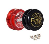 Yomega 2 x Legendary Spinners Age 8+ The Original Yo-Yo with Brain and Fireball Transaxle Yo-Yo for Beginners, Intermediate and Professionals-Includes 5 Extra Strings (Fireball-Brain-Black-Red)