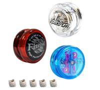 Yomega Yoyo Legendary Spinners Packs - Beginner, Intermediate and Pro Level String Trick Play. Includes 5 Extra Strings + 3 Month Warranty (Brain Fireball Black Cap Spectrum)